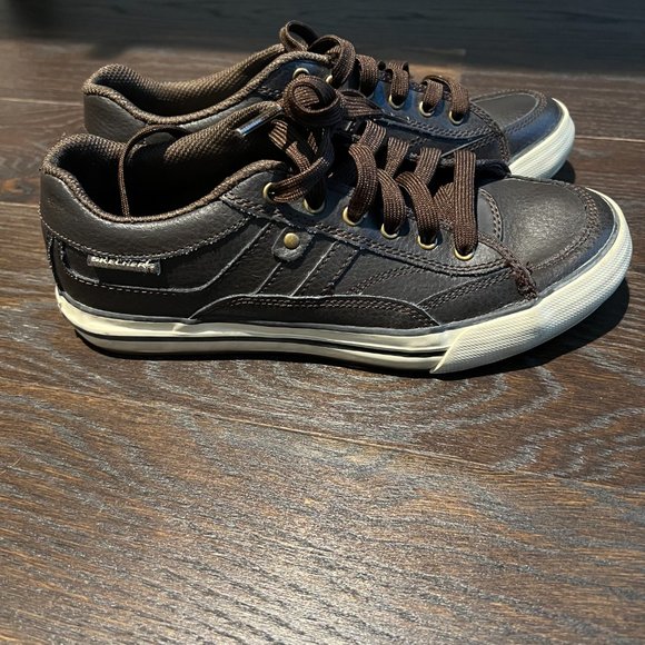 Brown Skechers Leather Running Shoes - Picture 2 of 6